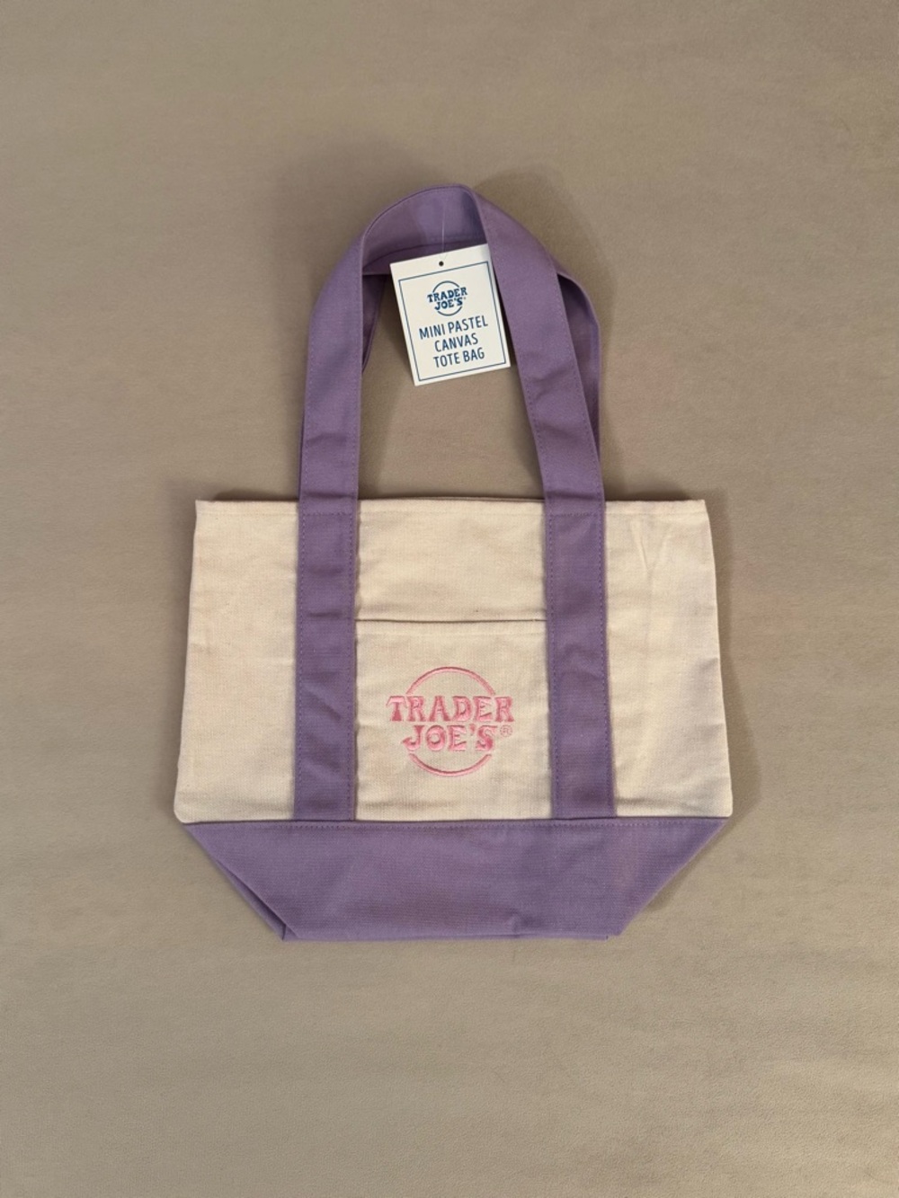 Trader Joe’s Mini Lavender Pastel Canvas Tote Bag NWT
